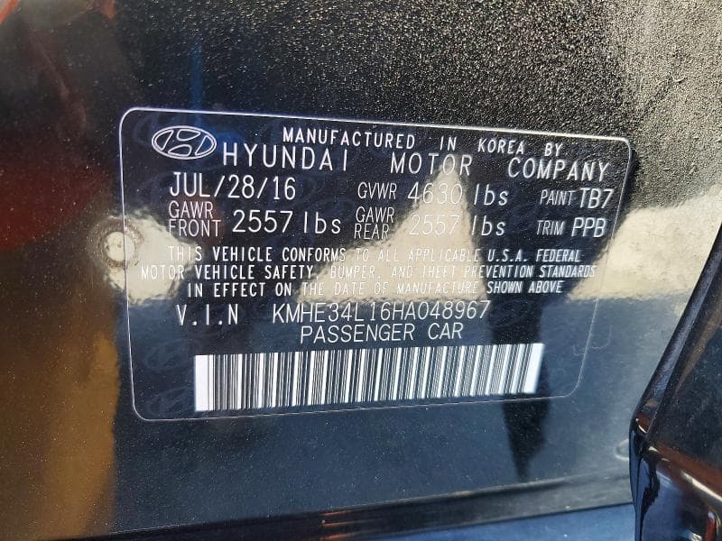 2017 HYUNDAI SONATA HYBRID LIMITED 12