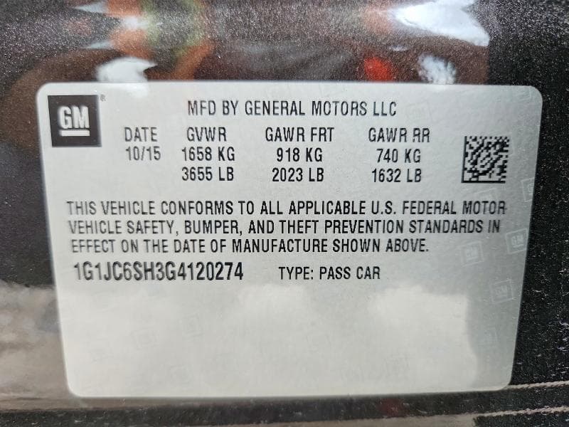 2016 CHEVROLET SONIC LT LT 13