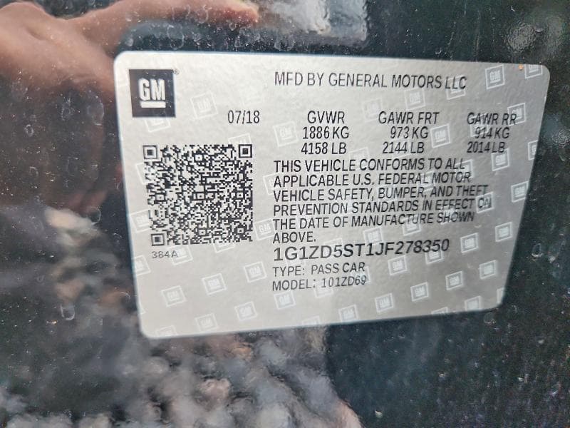2018 CHEVROLET MALIBU LT LT 12