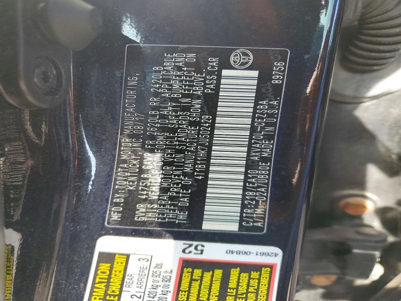 2018 TOYOTA CAMRY SE SE 12