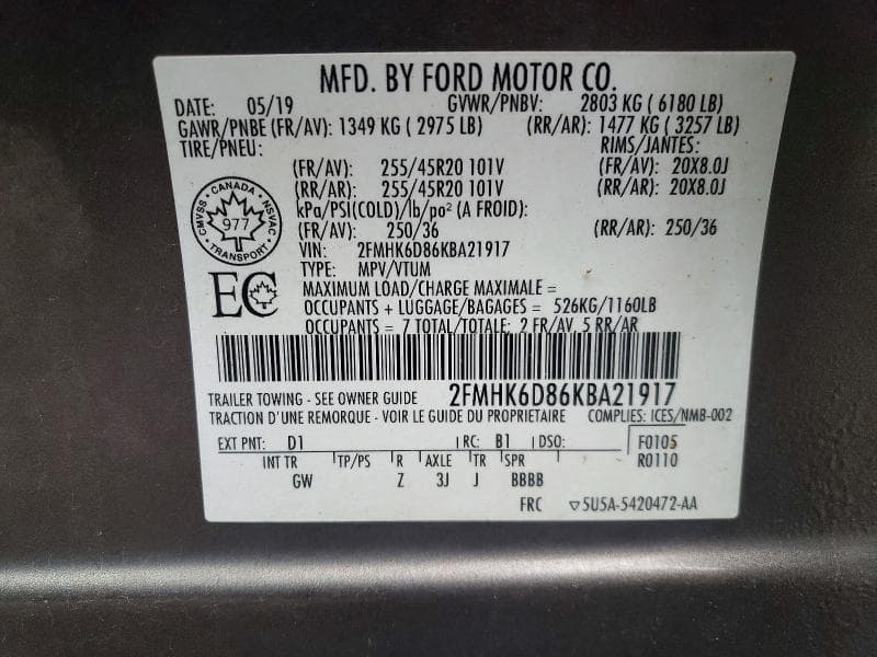 2019 FORD FLEX LIMITED LIMITED 12