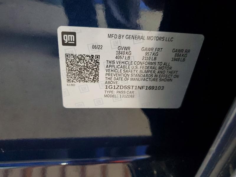 2022 CHEVROLET MALIBU LT LT 12