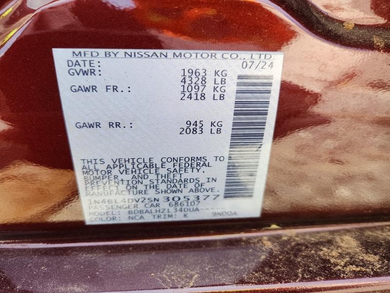 2025 NISSAN ALTIMA SV 13