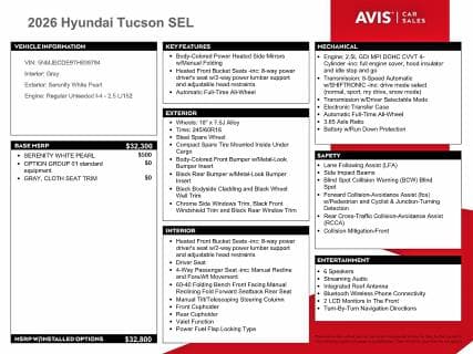 2026 HYUNDAI TUCSON SEL 13