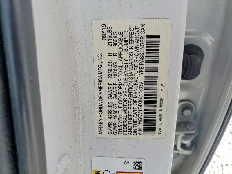 2019 HONDA ACCORD EX EX 12