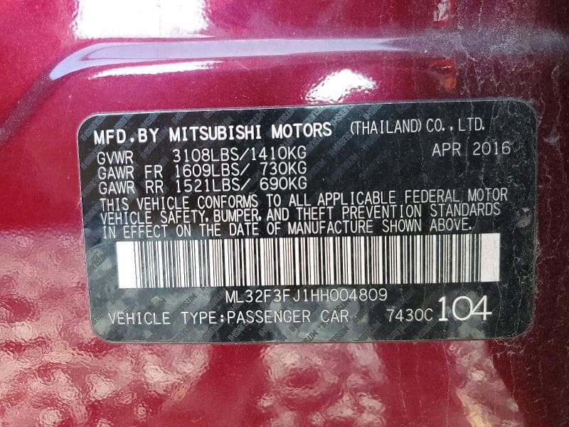 2017 MITSUBISHI MIRAGE G4 ES 12