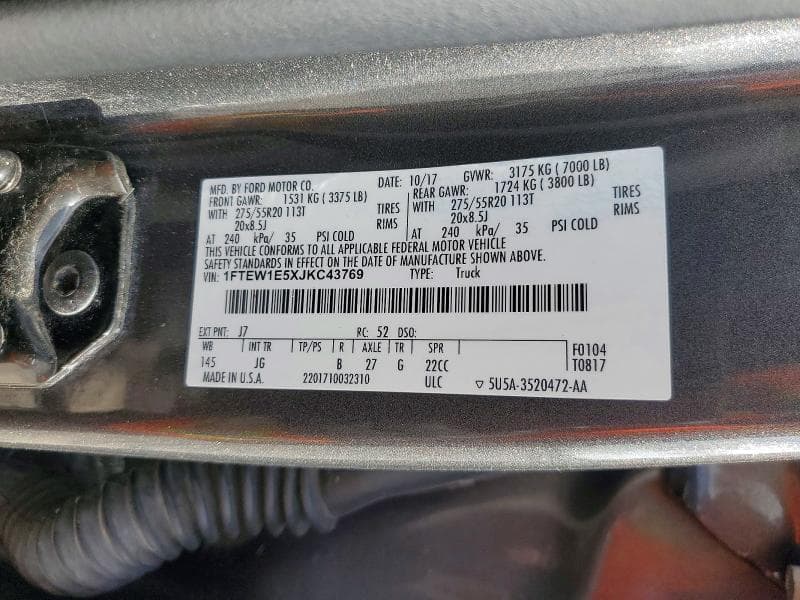 2018 FORD F150 SUPERCREW SUPERCREW 12