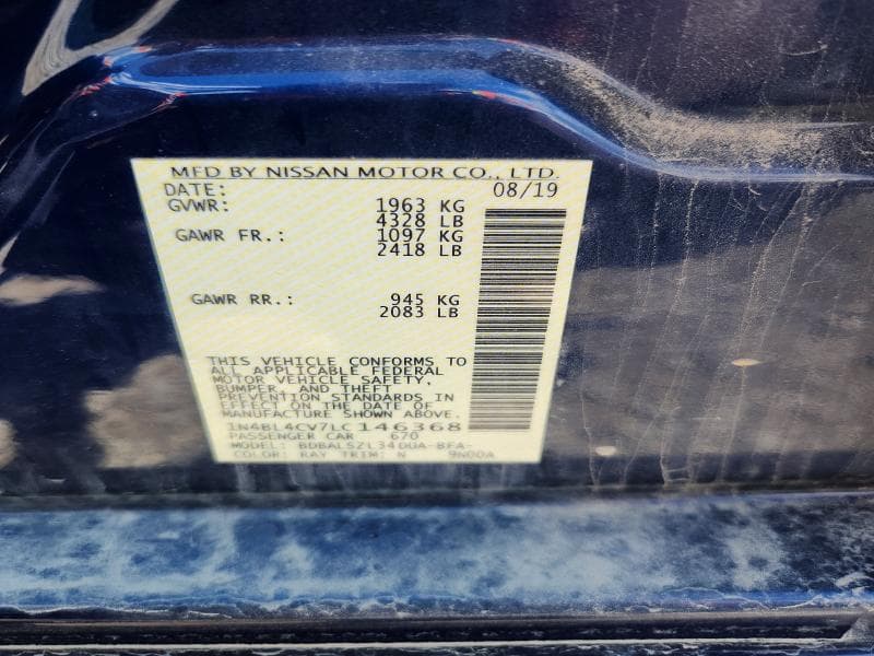 2020 NISSAN ALTIMA SR 12