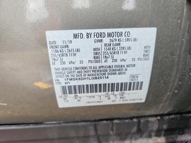 2020 FORD EXPLORER XLT 12