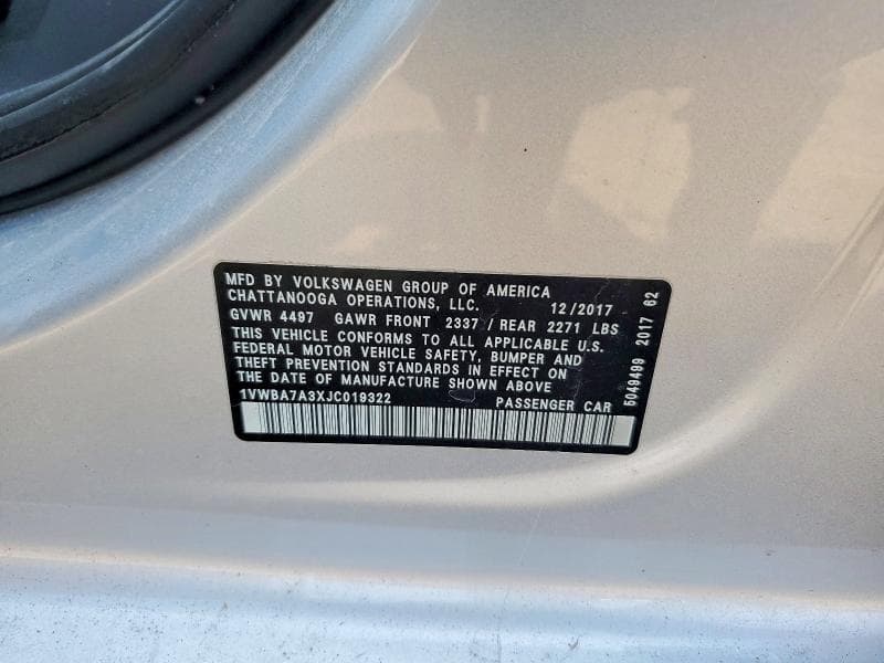 2018 VOLKSWAGEN PASSAT SE 12