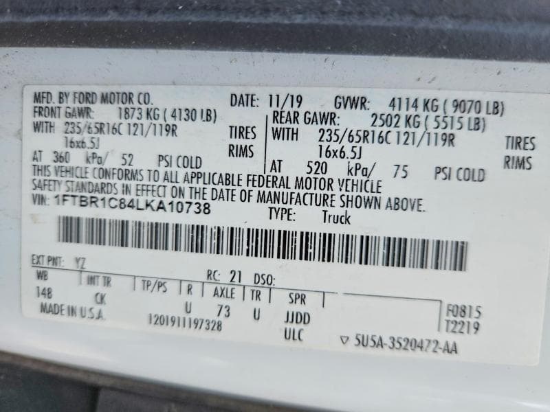 2020 FORD TRANSIT T-250 T-250 14