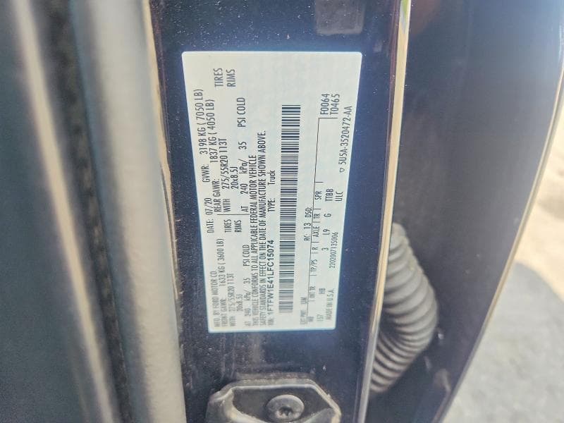 2020 FORD F150 SUPERCREW 12