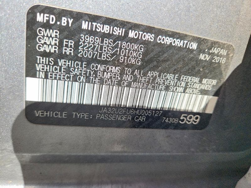 2017 MITSUBISHI LANCER ES ES 12