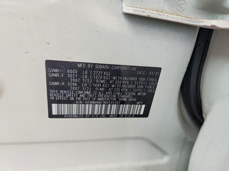 2021 SUBARU ASCENT LIMITED 13