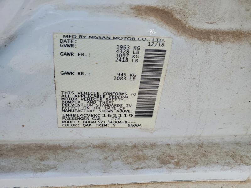 2019 NISSAN ALTIMA SR SR 13