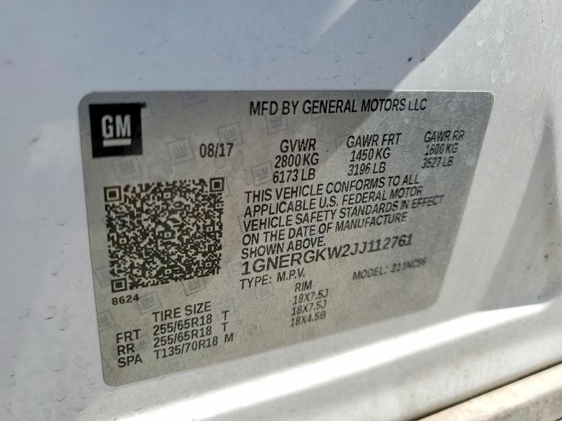 2018 CHEVROLET TRAVERSE LT 13