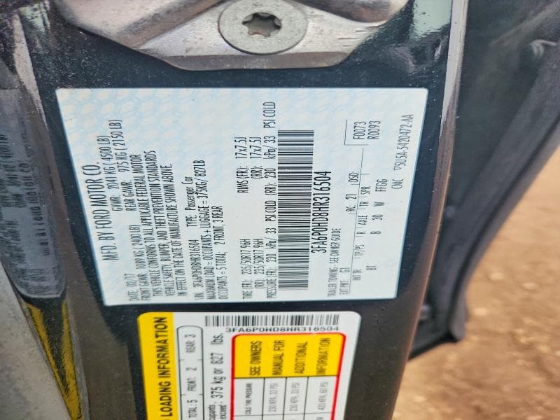 2017 FORD FUSION SE 12