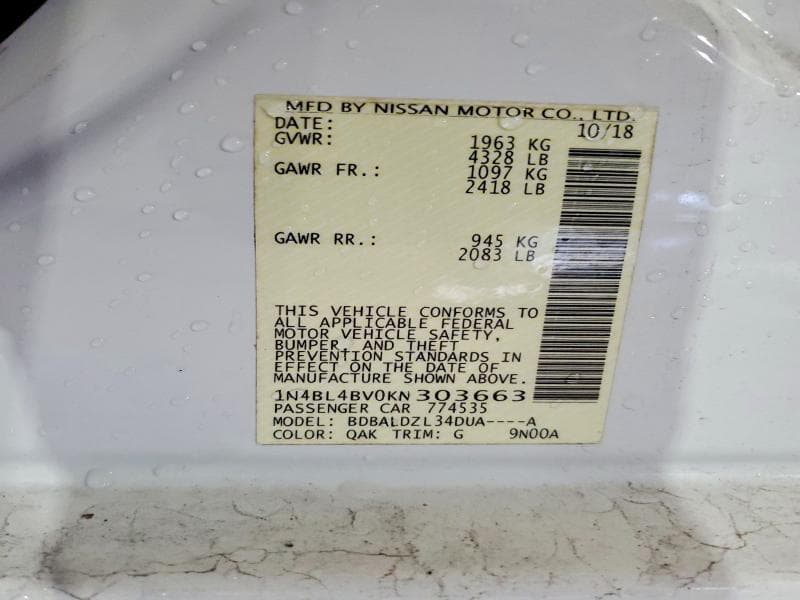 2019 NISSAN ALTIMA 4 D 12