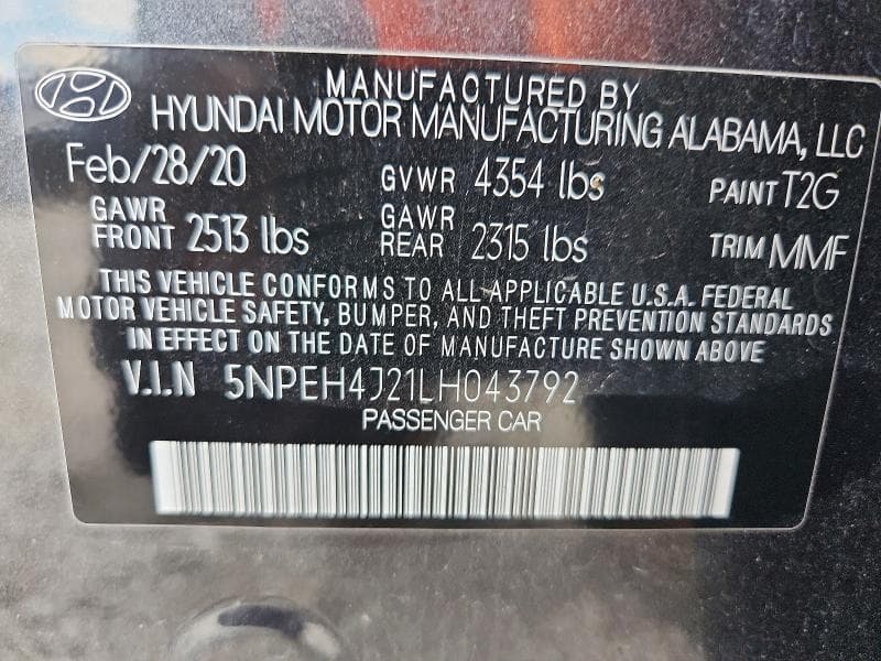 2020 HYUNDAI SONATA LIMITED 12