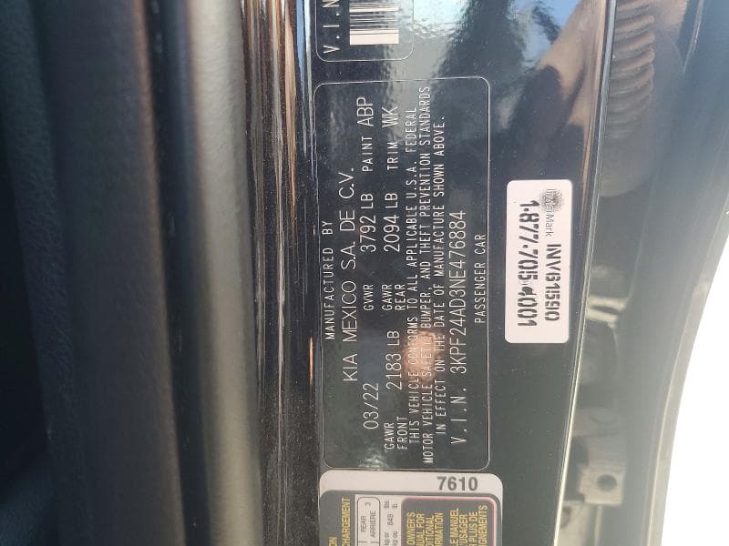 2022 KIA FORTE LXS 12