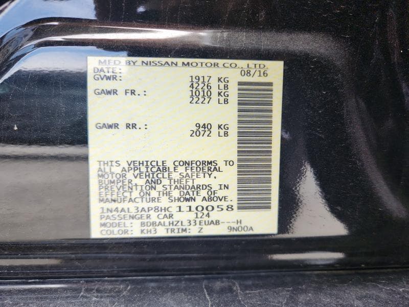2017 NISSAN ALTIMA 2.5 SR 12