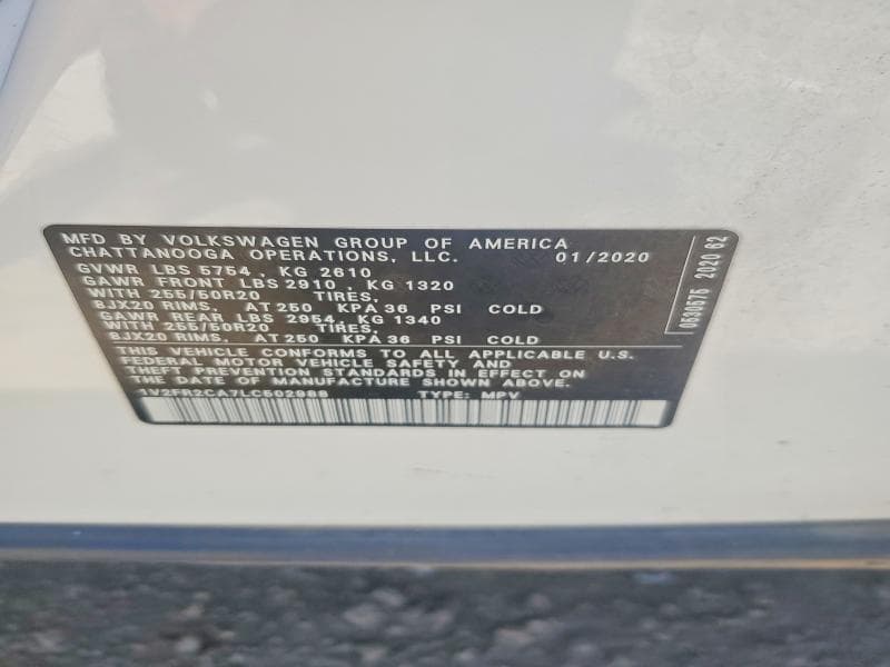 2020 VOLKSWAGEN ATLAS SE 13