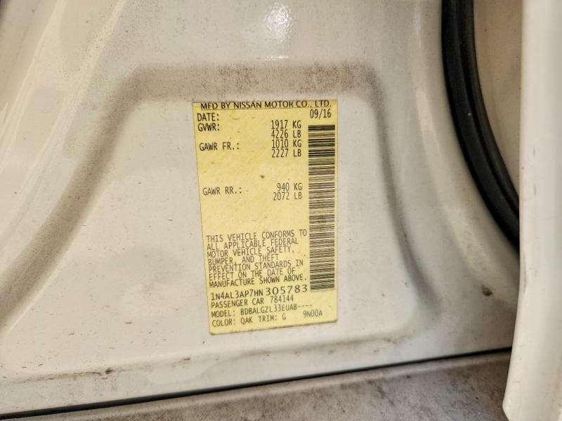 2017 NISSAN ALTIMA 2.5 S 12