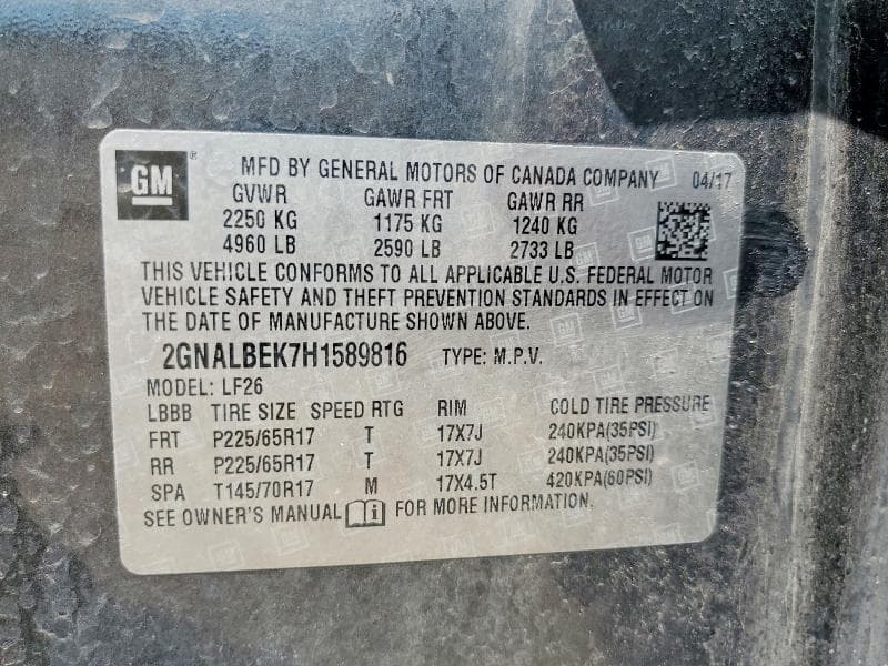 2017 CHEVROLET EQUINOX LS 13