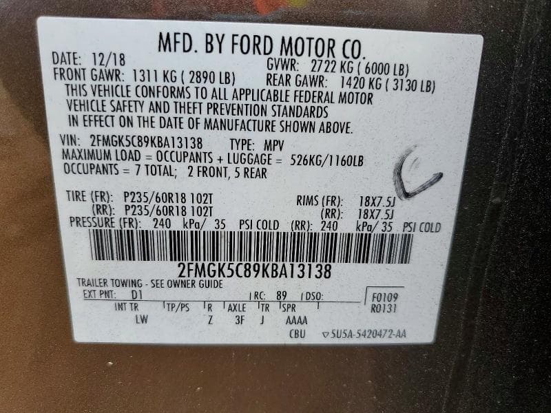 2019 FORD FLEX SEL 13