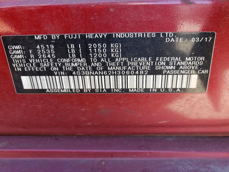 2017 SUBARU LEGACY 2.5I LIMITED 13