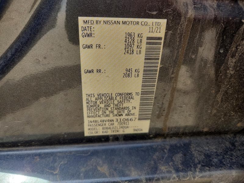 2022 NISSAN ALTIMA 2.5 S 12