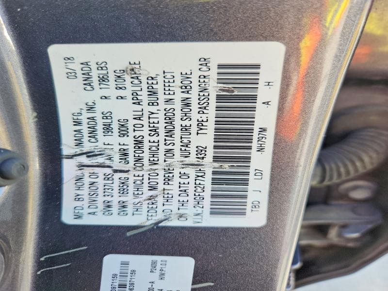 2018 HONDA CIVIC EX 12