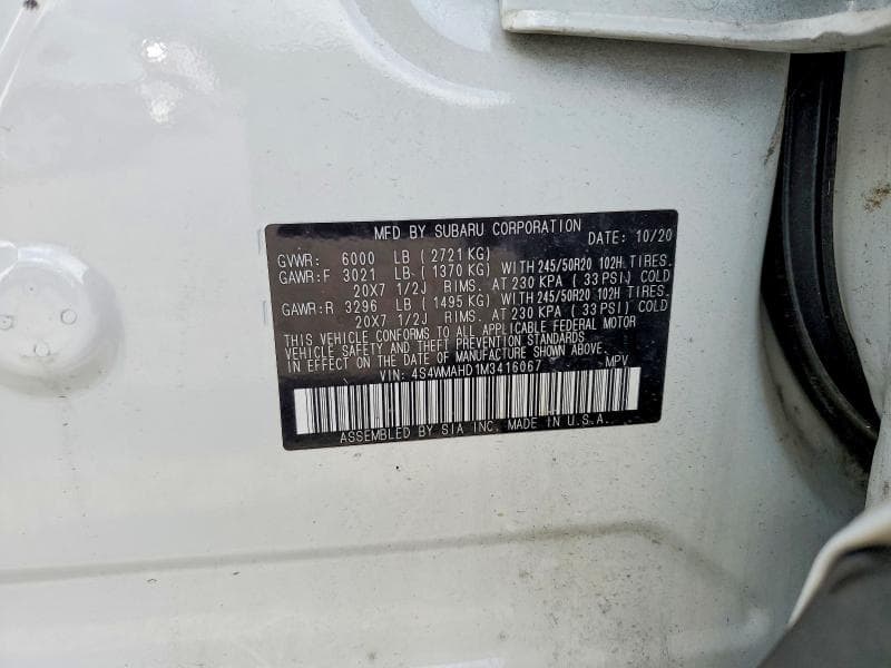2021 SUBARU ASCENT PREMIUM PREMIUM 12