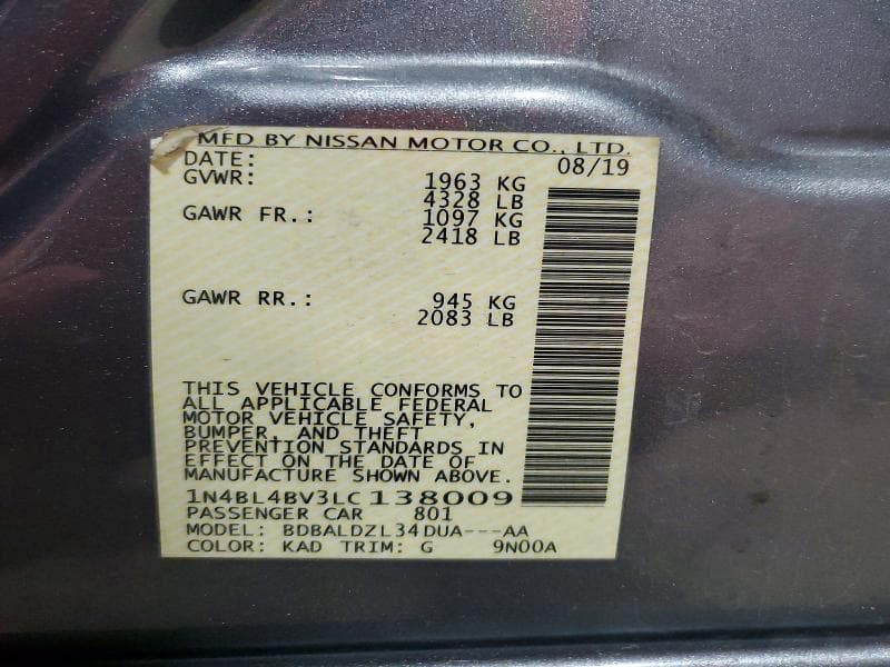 2020 NISSAN ALTIMA S 12