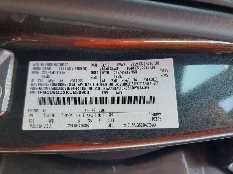 2019 FORD ESCAPE SE 14