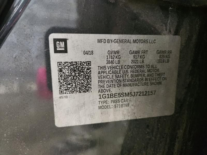 2018 CHEVROLET CRUZE LT LT 12
