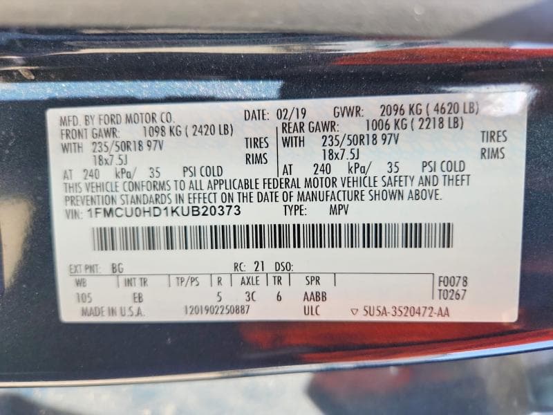 2019 FORD ESCAPE SEL 14