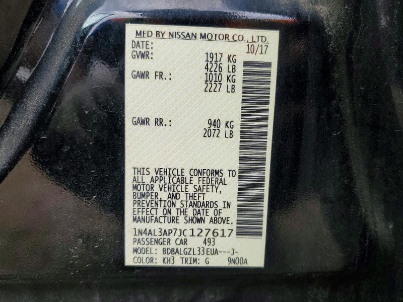 2018 NISSAN ALTIMA 2.5 S 12