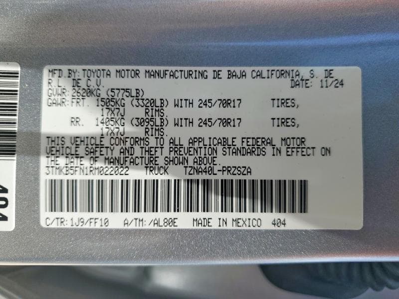 2024 TOYOTA TACOMA SR5 SR5 12