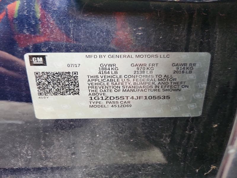 2018 CHEVROLET MALIBU LT LT 12