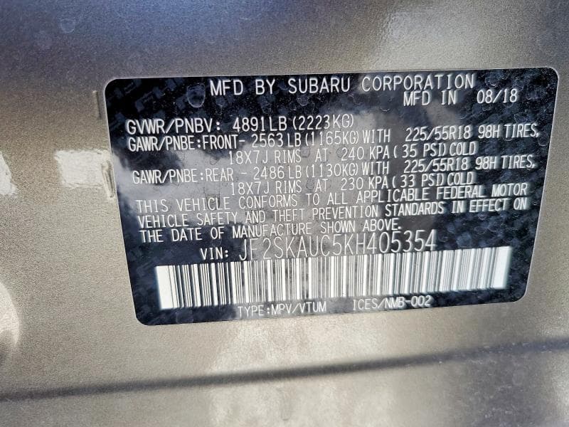 2019 SUBARU FORESTER LIMITED 13