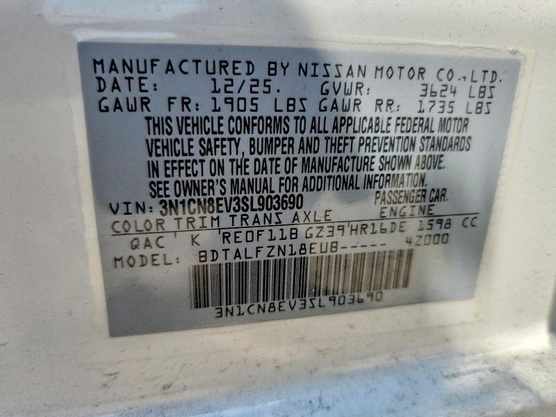2025 NISSAN VERSA SV 12