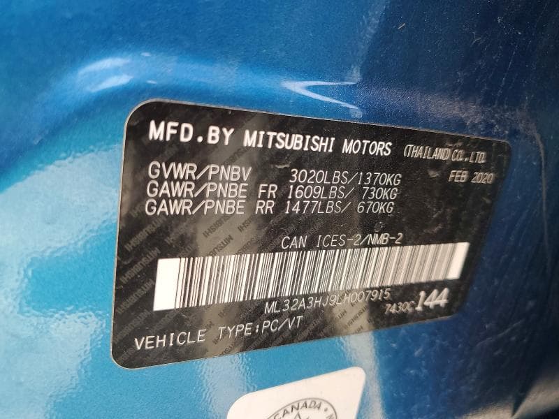 2020 MITSUBISHI MIRAGE ES 13