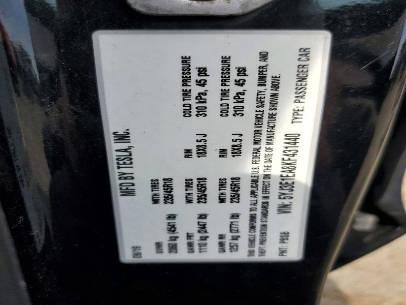 2019 TESLA MODEL 3 12