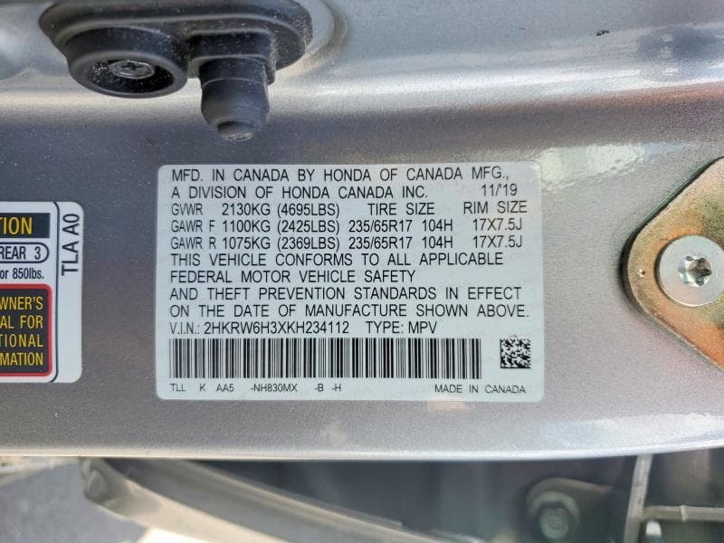 2019 HONDA CR-V LX 12