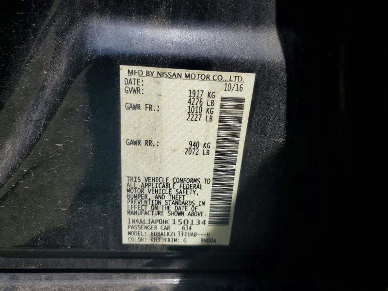 2017 NISSAN ALTIMA 2.5 SV 12