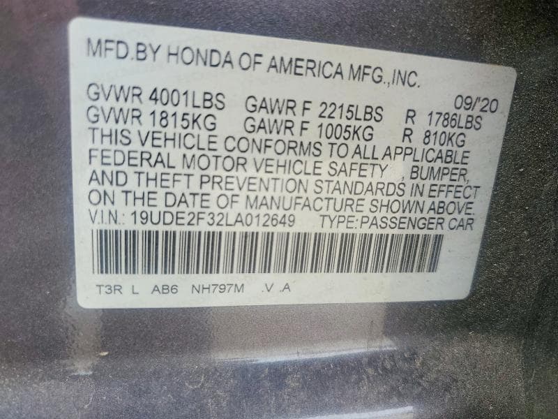 2020 ACURA ILX 12