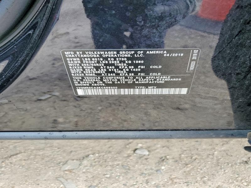 2019 VOLKSWAGEN ATLAS SEL 12