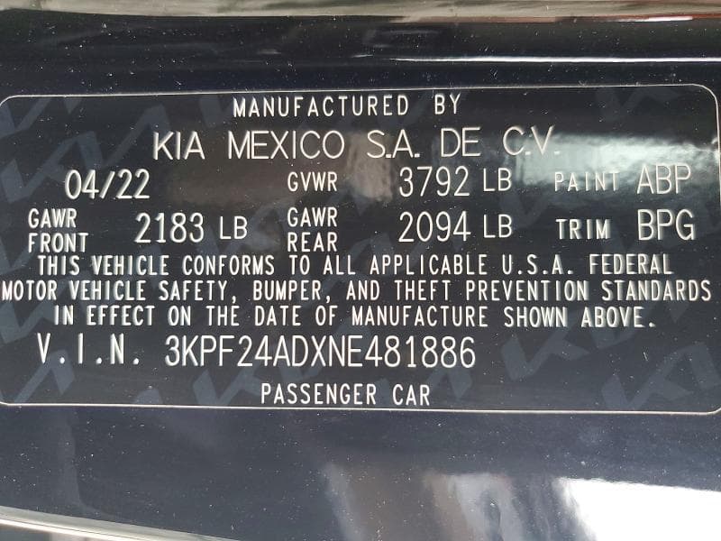 2022 KIA FORTE LXS 13