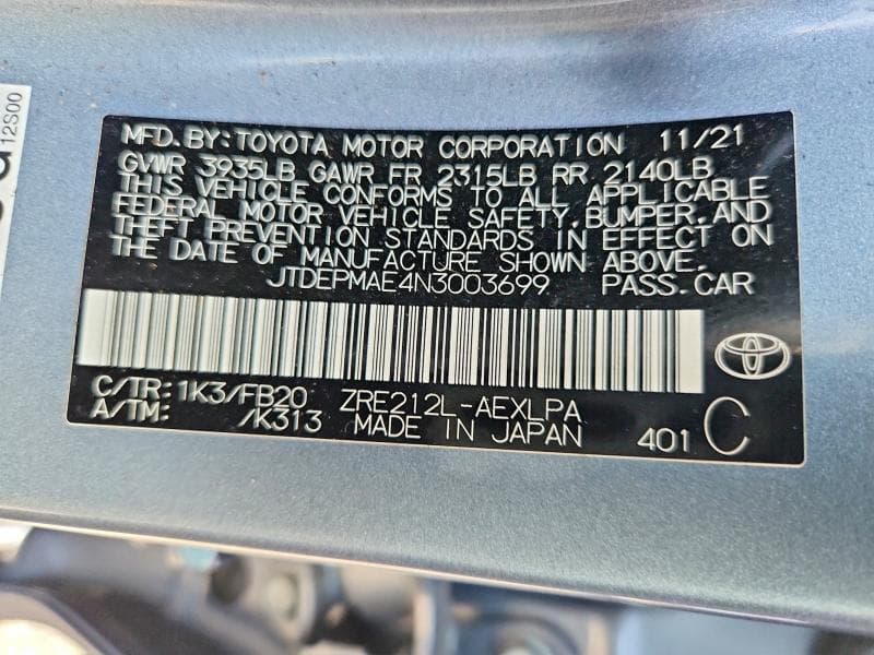 2022 TOYOTA COROLLA LE 13